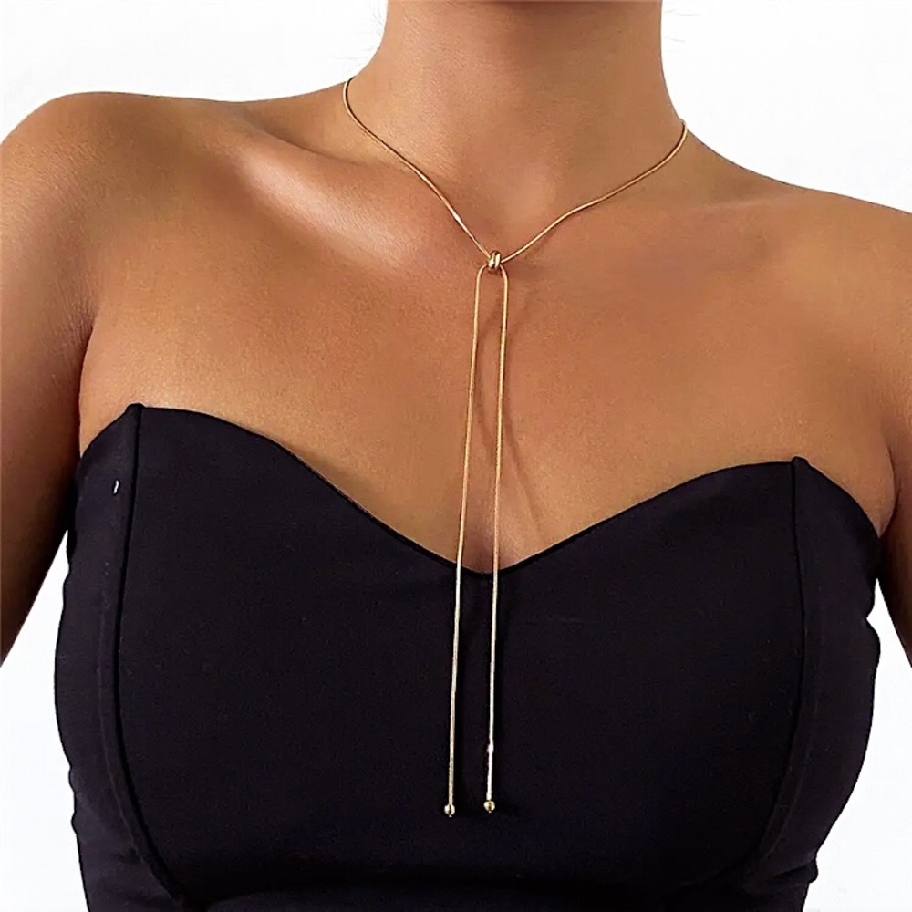 ⚜️𝟯𝟬%𝗢𝗙𝗙 𝗯𝘂𝗻𝗱𝗹𝗲𝘀 𝟯+⚜️ NEW Lariat Adjustable Stainless Steel Necklace - Picture 3 of 11